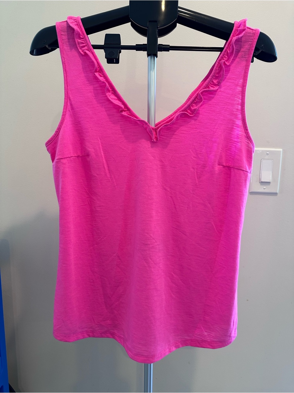 Lilly Pulitzer Bright Pink Ruffle V-Neck Top